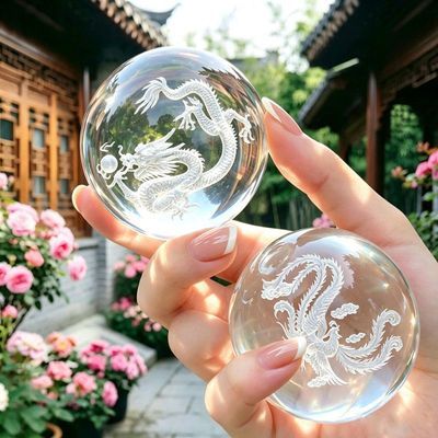 练手指灵活球龙珠保健手球透明健身龙凤水晶球练手球锻炼
