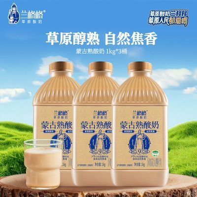 【兰格格】酸奶蒙古炭烧酸奶炭烧慢酸奶低温生牛乳酸牛奶年货1kg瓶装