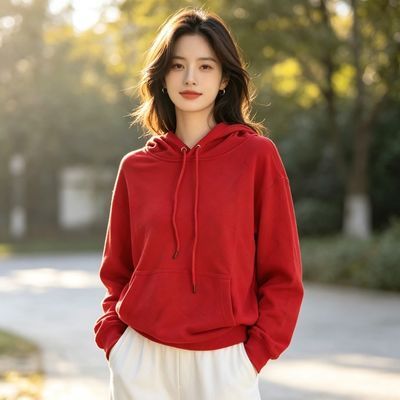 连帽卫衣女2026秋季新款韩版宽松套头长袖上衣百搭袋鼠兜外套