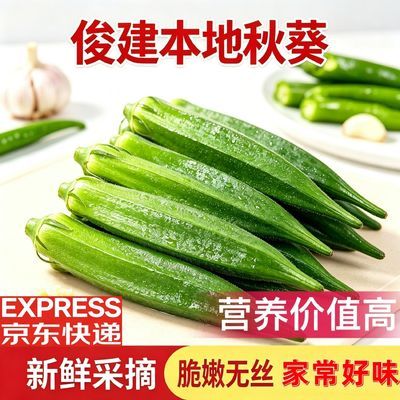 京东快递本地农家自种露天种植秋葵软糯嫩荚无老筋食材好产地直达