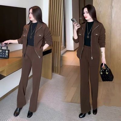 秋冬季新款安可拉红时尚穿搭保暖休闲高腰宽松显瘦加绒加厚女裤子
