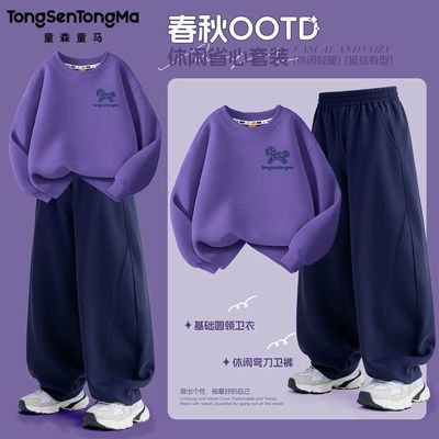 男童秋款套装2026新款儿童秋季休闲运动两件套中大童男孩帅气时髦