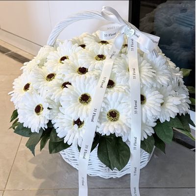 白色玉镜弗朗花篮实拍实图永生仿真花摆件小预算花束优惠商品图片