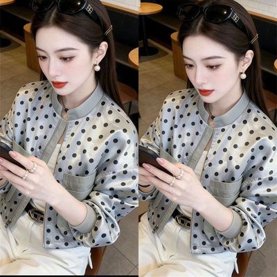 网红2026春夏新款减龄波点外套女欧货洋气宽松显瘦短款夹克棒球服