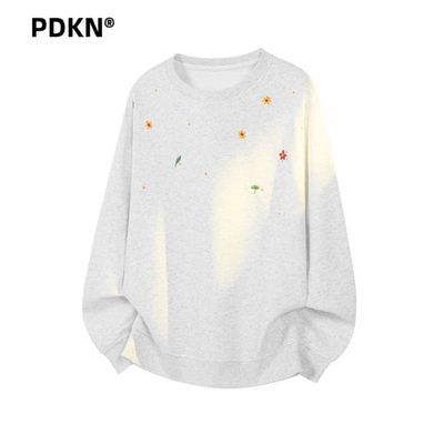 PDKN 高级感刺绣圆领卫衣男2026春秋新款青少年打底长袖T恤上衣潮【5天内发货】优惠商品图片