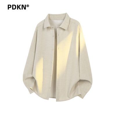 PDKN潮牌复古做旧长袖衬衫男2026春秋新款慵懒风休闲外穿衬衣外套【5天内发货】优惠商品图片