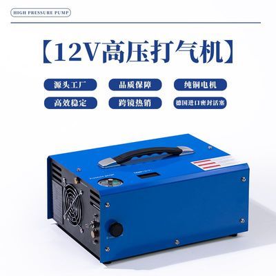 12V30mpa电动打气机空气压缩机便携自动停机款风冷高压泵大功率