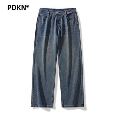 PDKN潮牌美式高街复古牛仔裤男2026春秋新款直筒水洗耐磨休闲长裤优惠商品图片
