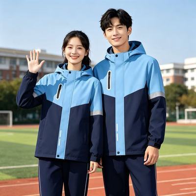 南昌市统一校服高中初中生校服冬季校服防风冲锋衣三件套冬装现货