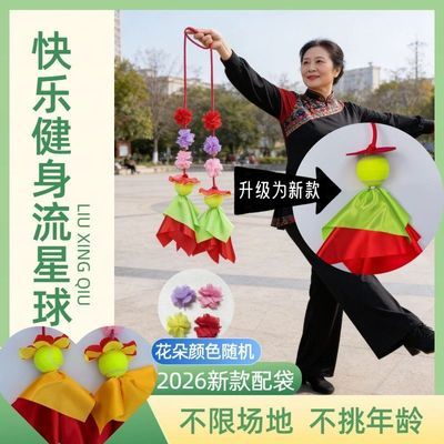 带花流星球中老年快乐健身双球广场舞演出甩甩球成人健身流星球优惠商品图片