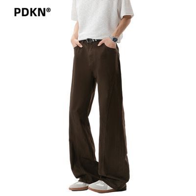 PDKN美式高级感弯刀牛仔裤男2026春秋新款宽松直筒修身休闲长裤子【5天内发货】