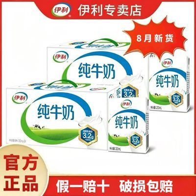【2箱实惠】8月产伊利纯牛奶200ml*24盒整箱中秋送礼营养纯奶
