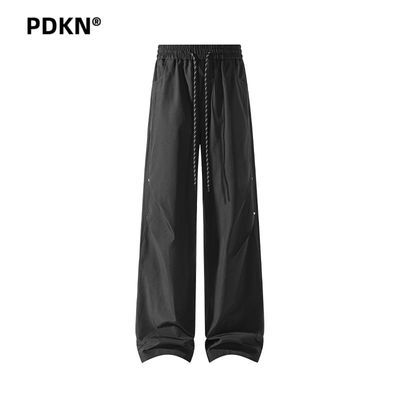 PDKN美式高街休闲裤男2026春秋新款宽松铆钉装饰阔腿垂感直筒裤子【5天内发货】优惠商品图片