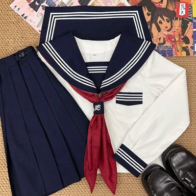 夏川野正版jk蓝三本白三本红三本绀三本黑三本灰二本水手服基础款优惠商品图片