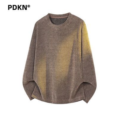 PDKN潮牌 美式高街复古龙鳞提花圆领卫衣男2026春秋新长袖T恤上衣【5天内发货】优惠商品图片