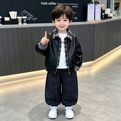 童装男童秋装皮衣外套2026新款儿童宝宝男孩韩版时髦帅气秋季夹克优惠商品图片