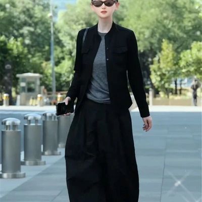 时尚套装女秋季新款洋气显瘦长袖开衫阔腿裤两件套