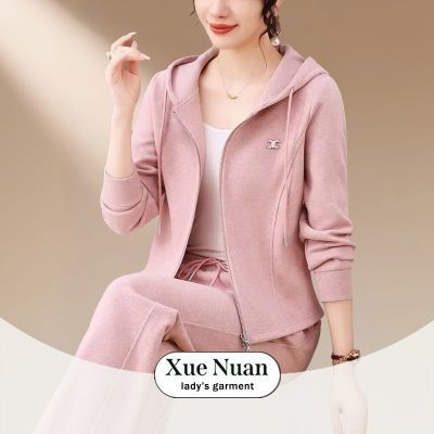 【雪暖】洋气妈妈休闲服两件套2026秋季开衫连帽卫衣显瘦运动套装女潮