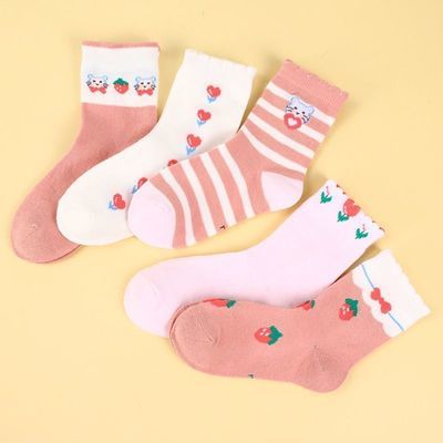 儿童袜子秋冬季中筒袜可爱卡通女童抗菌防臭松口宝宝袜子秋冬童袜优惠商品图片