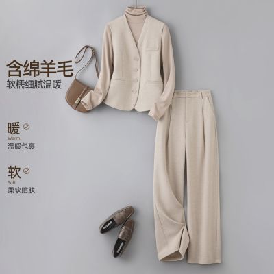 IHIMI/海谧【老钱风通勤马甲裤套】26冬智性极简叠穿马甲裤套装女