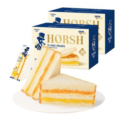 【新品上架】豪士芝士肉松三明治面包380g一整箱装早餐夹心零食品