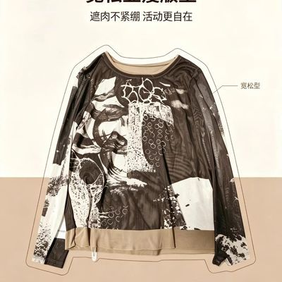 韩版印花长袖T恤打底外穿复古上衣气质新款圆领美式文化修身辣妹