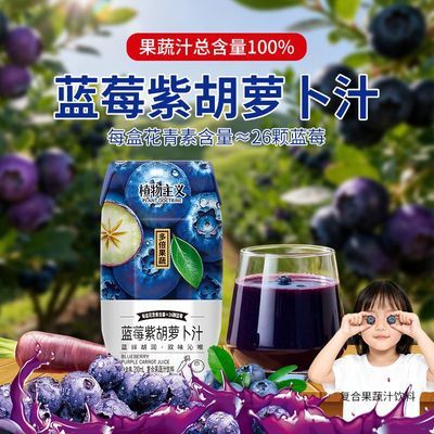蓝莓果汁12瓶整箱100%果汁花青素26颗蓝莓紫胡萝卜复合果蔬汁饮料【10月10日发完】优惠商品图片