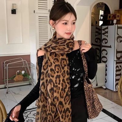 涉谷辣妹时髦精超大豹纹丝巾2026秋季新款披肩围巾腰巾氛围感丝巾【3天内发货】