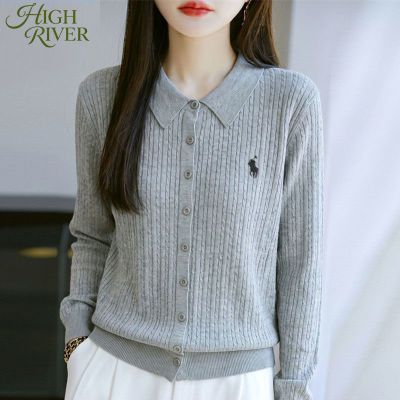 【HIGH RIVER】秋冬羊毛衫高档POLO小众通勤遮肉显瘦女宽松温柔毛衣