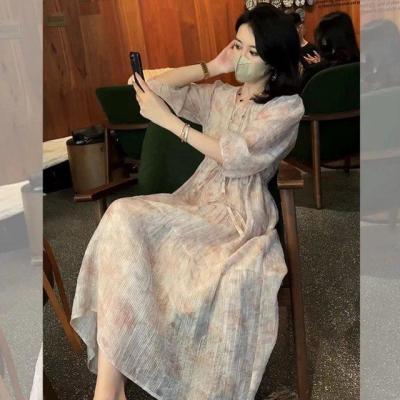 2026年新款高端定制法式宽松遮肚长款连衣裙裙优惠商品图片