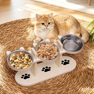 三联碗小型犬和猫喂食架