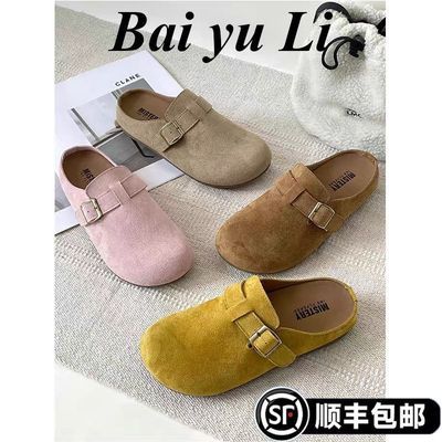 BaiyuLi勃肯鞋2026新款春夏女鞋一脚蹬百搭平底单鞋包头半拖鞋女