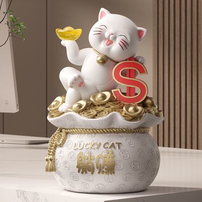 躺赚招财猫摆件开业礼物收银台发财猫客厅玄关柜家居饰品乔迁礼品