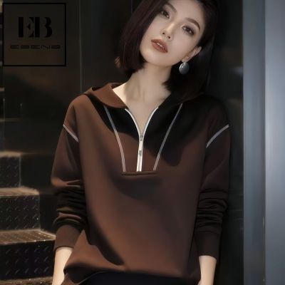 【EBENB】时尚长袖卫衣连帽2026秋冬新款洋气休闲大码上衣气质减龄女