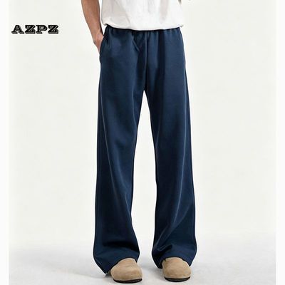 AZPZ春秋季新款宝蓝色针织运动裤男生裤子宽松休闲直筒裤子男长裤优惠商品图片