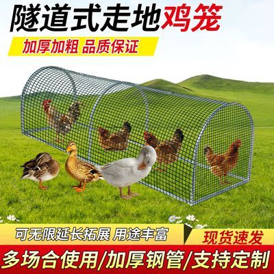 户外跑道养鸡笼隧道式走地鸡笼溜达鸡笼养鸡养鸭笼养兔笼加厚钢管