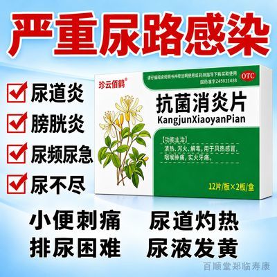 珍云佰鹤 抗菌消炎片 12片*2板/盒 尿路感染】尿道口疼尿道湿热尿黄尿骚尿道灼热尿路感染抗菌消炎片优惠商品图片