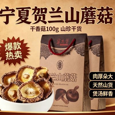 正品宁安堡贺兰山蘑菇100g宁夏特产煲汤炖鸡烧肉干蘑菇干货野蘑菇