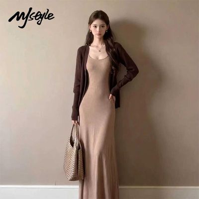 MJSTYLE韩系吊带包臀连衣裙开衫两件套装女秋轻熟高知一整套穿搭【7天内发货】