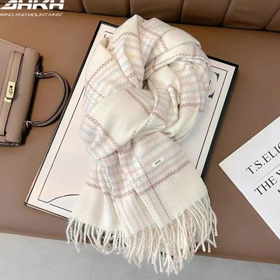 【DHKH】女冬季新款坎肩围巾加厚护肩韩系氛围感百搭围脖格子学生送礼