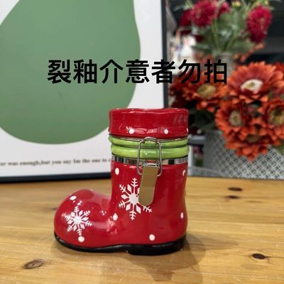 外贸原单手绘创意陶瓷鞋子收纳罐储物罐(裂釉介意者勿拍)