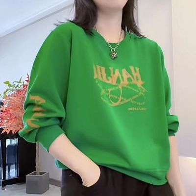 2026小个子减龄显瘦新款秋季圆领百搭宽松时尚休闲字母印花卫衣