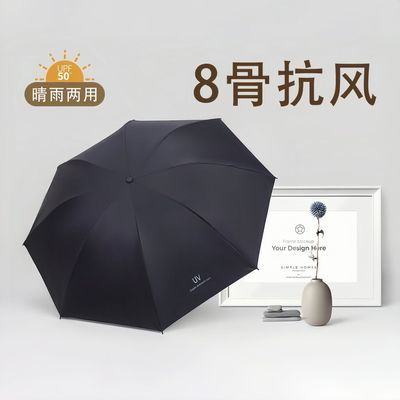 成人雨伞大号手动雨伞结实黑胶晴雨两用加固遮阳伞防晒伞折叠雨伞优惠商品图片