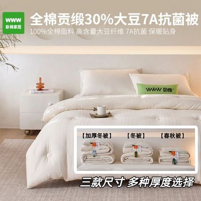 WWW学生宿舍全棉30%大豆被7A抗菌春秋冬被单人子母被芯 B0004【5天内发货】
