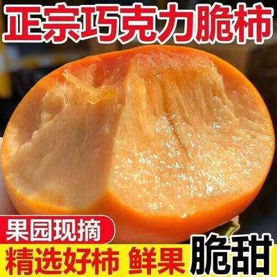 【彩箱9-10斤】山西阳丰脆柿新鲜甜柿子巧克力脆柿无核硬柿整箱批