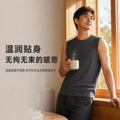 双面德绒保暖无痕秋冬必备男士背心舒适贴身暖意十足优惠商品图片