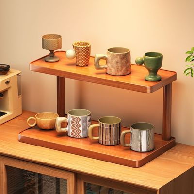 简约桌面杯架置物架多层咖啡杯架茶杯水杯收纳架子中式茶具摆件架