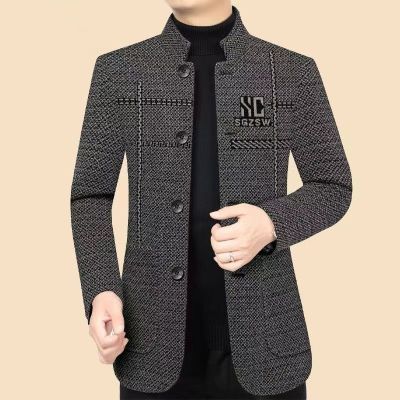 大牌清仓时复合北极绒毛呢高档男士加绒大衣新款外套立领休闲加厚
