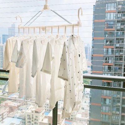 婴儿衣架新生儿多功能10连挂防风儿童宝宝收纳折叠无痕晾衣架家用