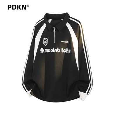 PDKN 美式高街嘻哈复古棒球衣卫衣男2026春秋新款青少年T恤上衣潮【5天内发货】优惠商品图片